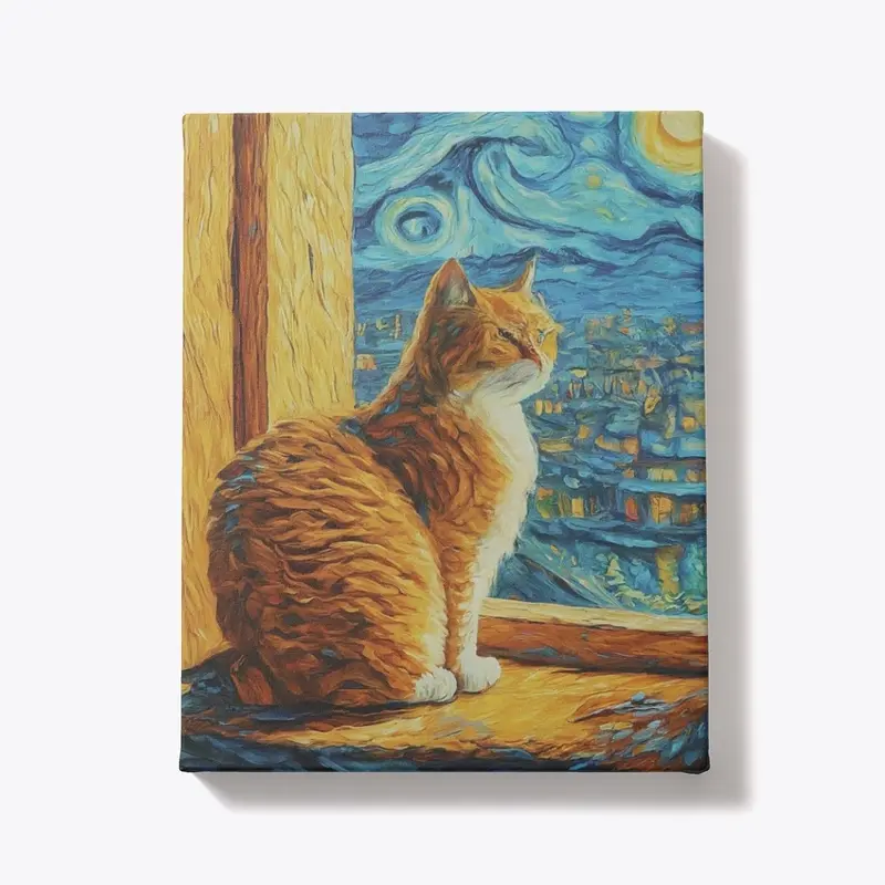 Cat Starry Night